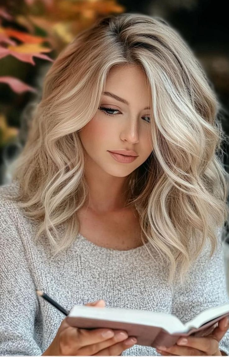 Balayage Beige Ash Blond Wavy Wigs 100% Human Hair Lace Front Wigs 22.5inch Cap