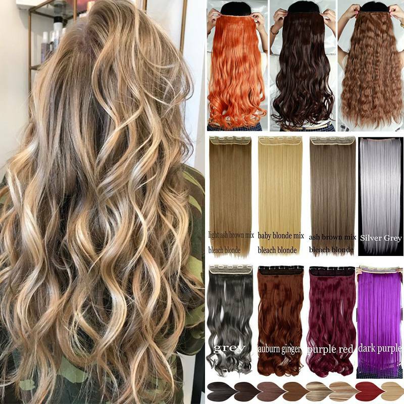 NATURAL Thick One Piece Clip In Hair Extensions Straight Wavy Real as Human Remy