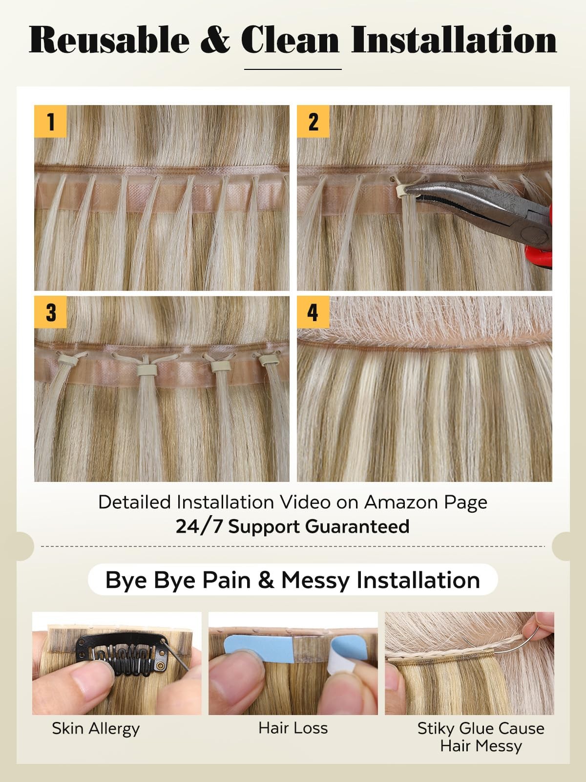 Lady Miranda 16 Inch Micro Beads Hair Extensions 100G 8Pcs Double Weft Human