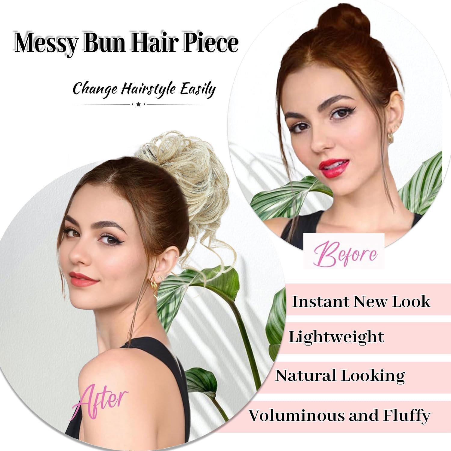 5 PCS Messy Bun Hair Piece for Women Scrunchies Ponytail Extension with Elast…