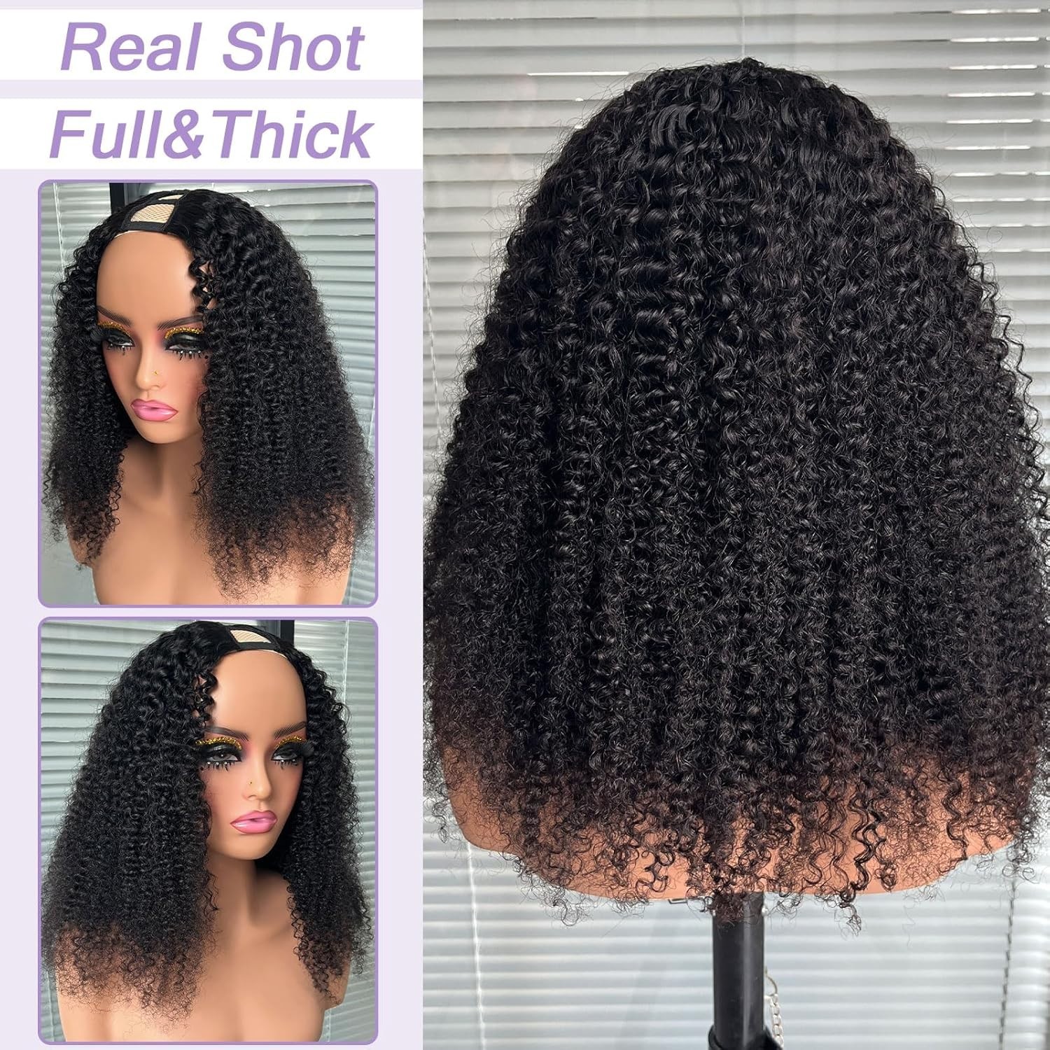 Kinky curly Wig V Part Wig Human Hair No Leave Out U Part Wigs Human Hair Wig