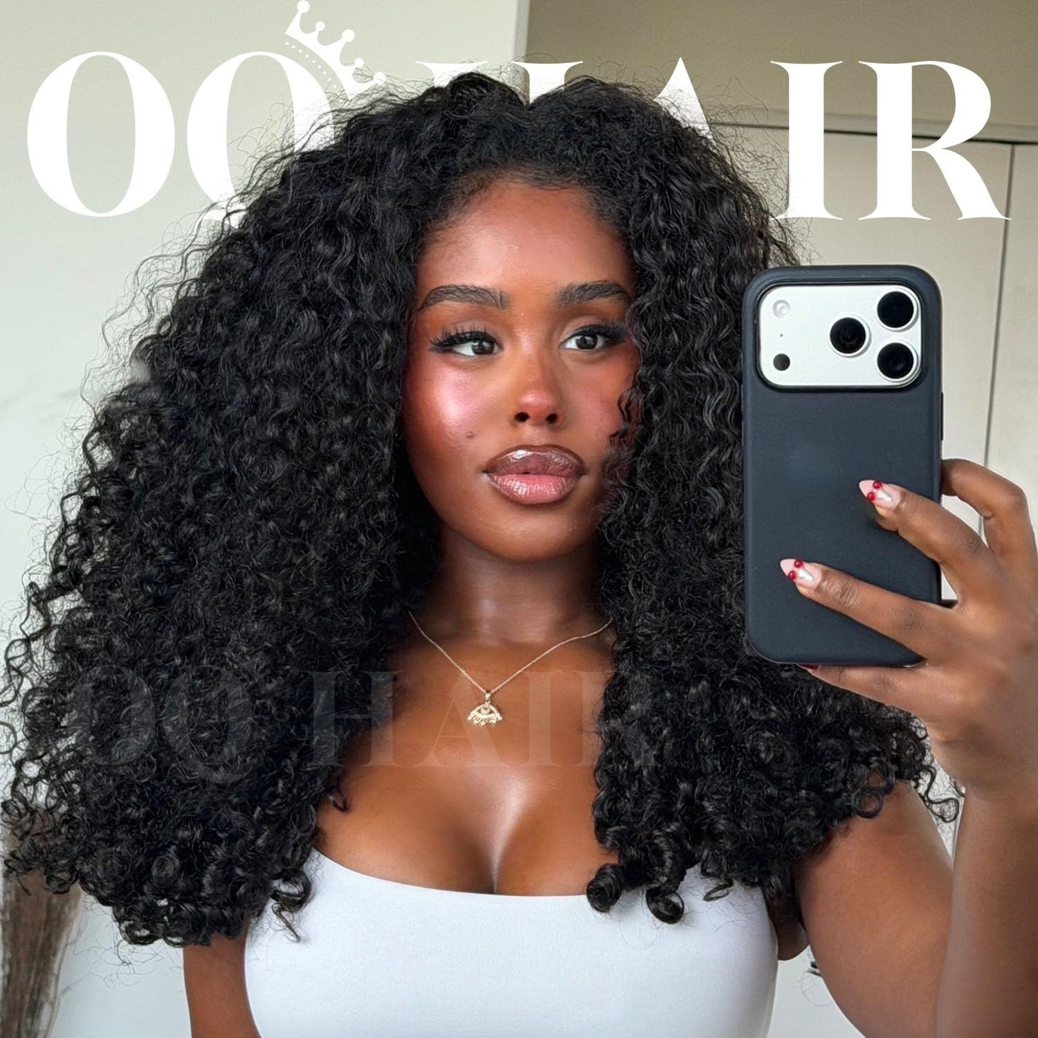 Burmese Curly Half Wig – 20″ Human Hair, 180% Density, Glueless, Easy Wear, Flip
