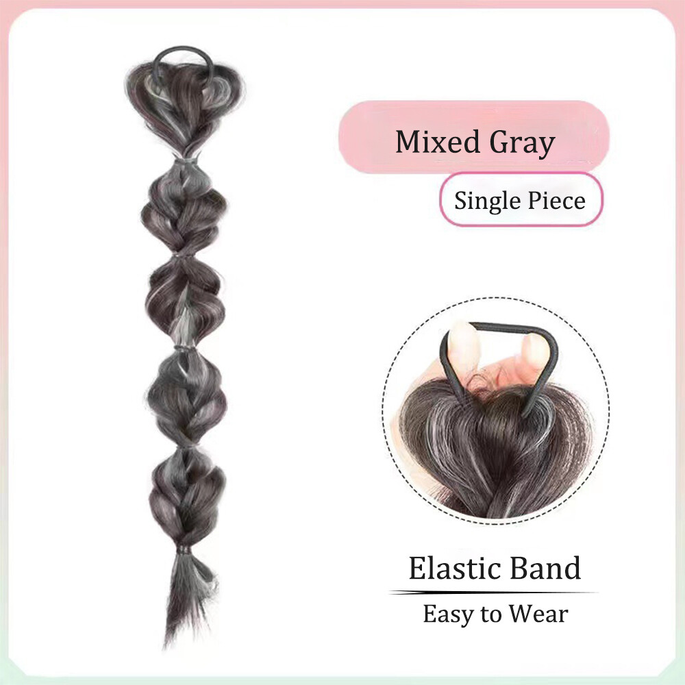 Short Box Braids Ponytail Bubble Pony Tail Scrunchie Wrap Around Hair Extensions