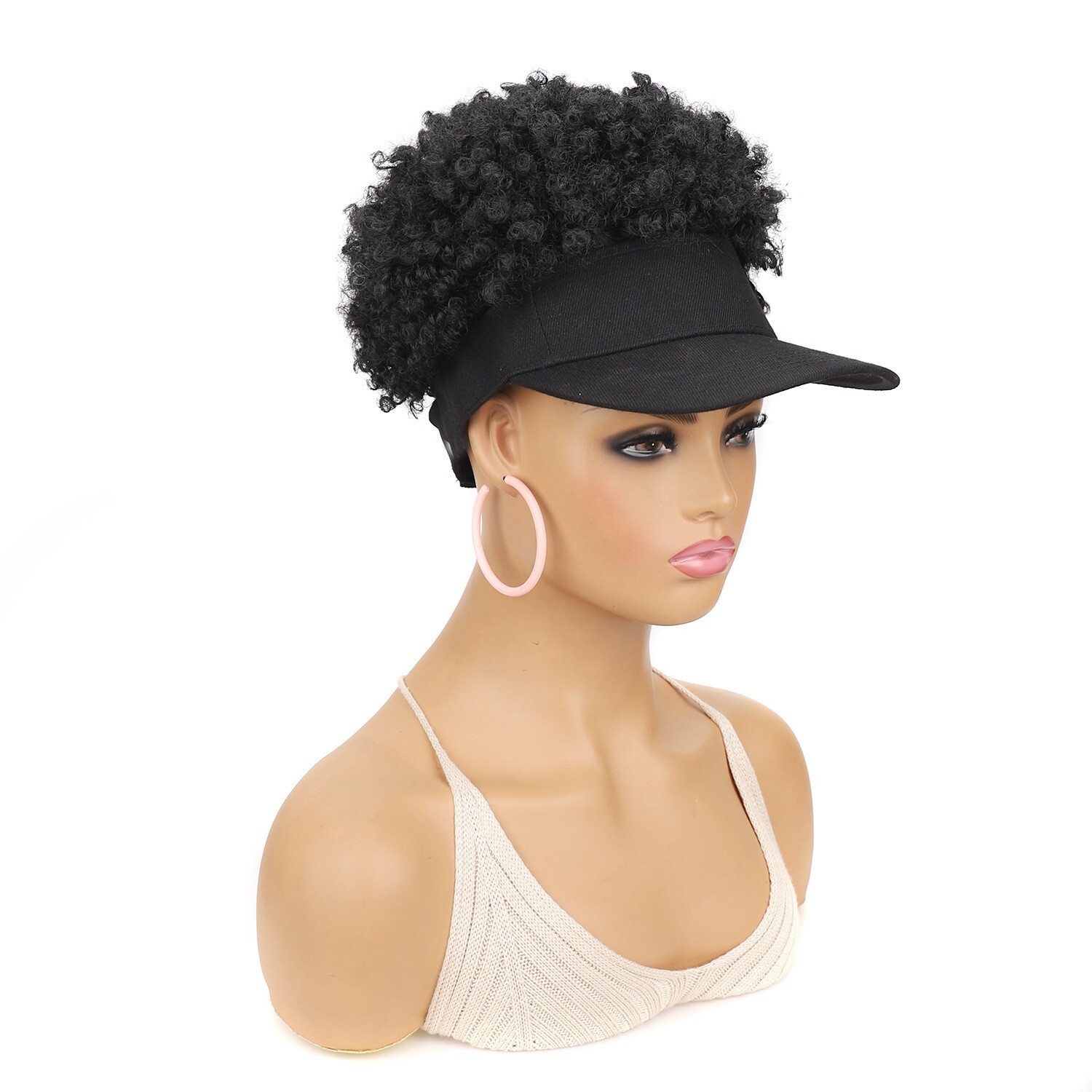 Afro Kinky Curly Hair Baseball Hat Cap Synthetic Afro Hair Wig Hat Party Cosplay