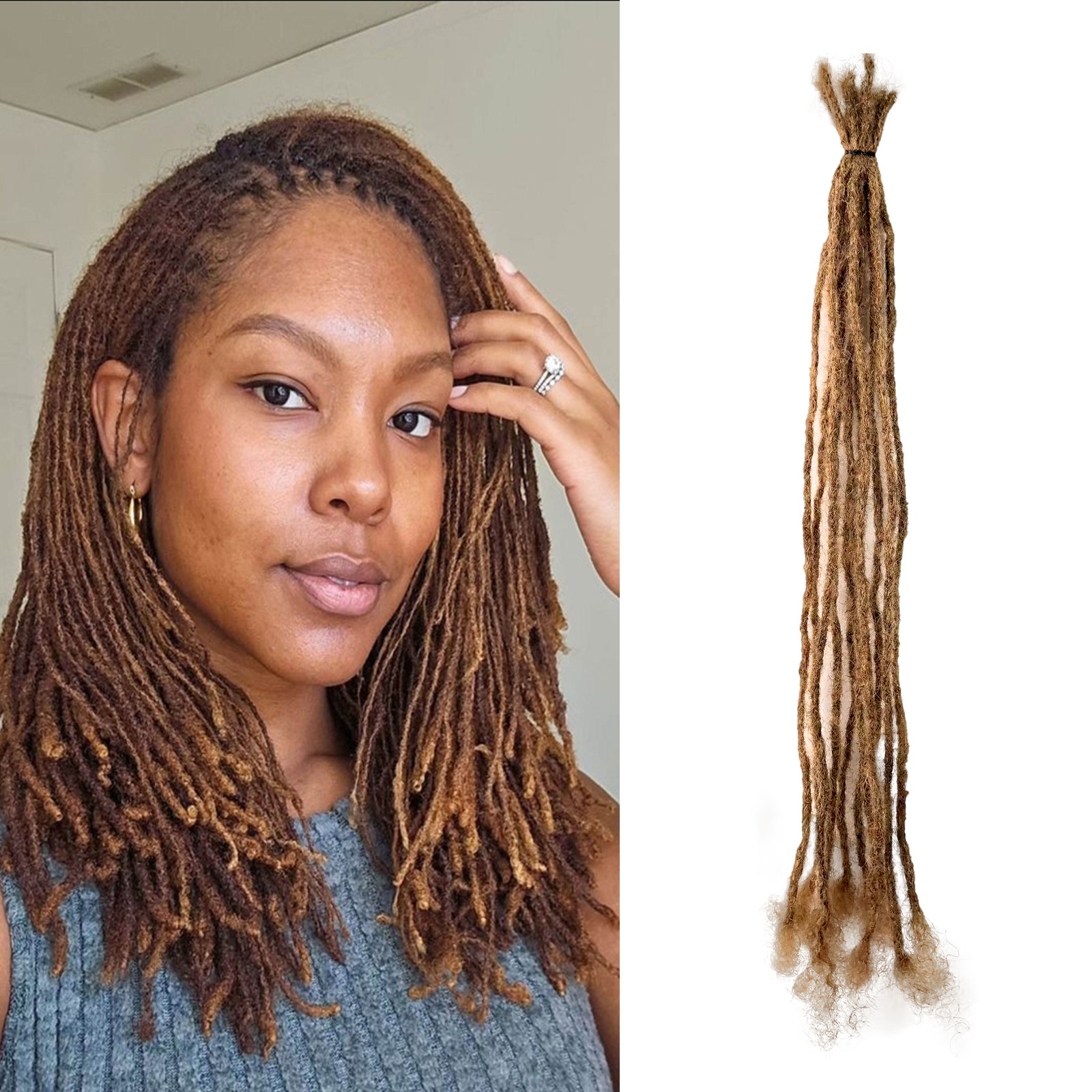 8-24″ 0.2cm Thin Dreadlocks Human Hair Dreads Extensions Sister Locs Afro Dreads