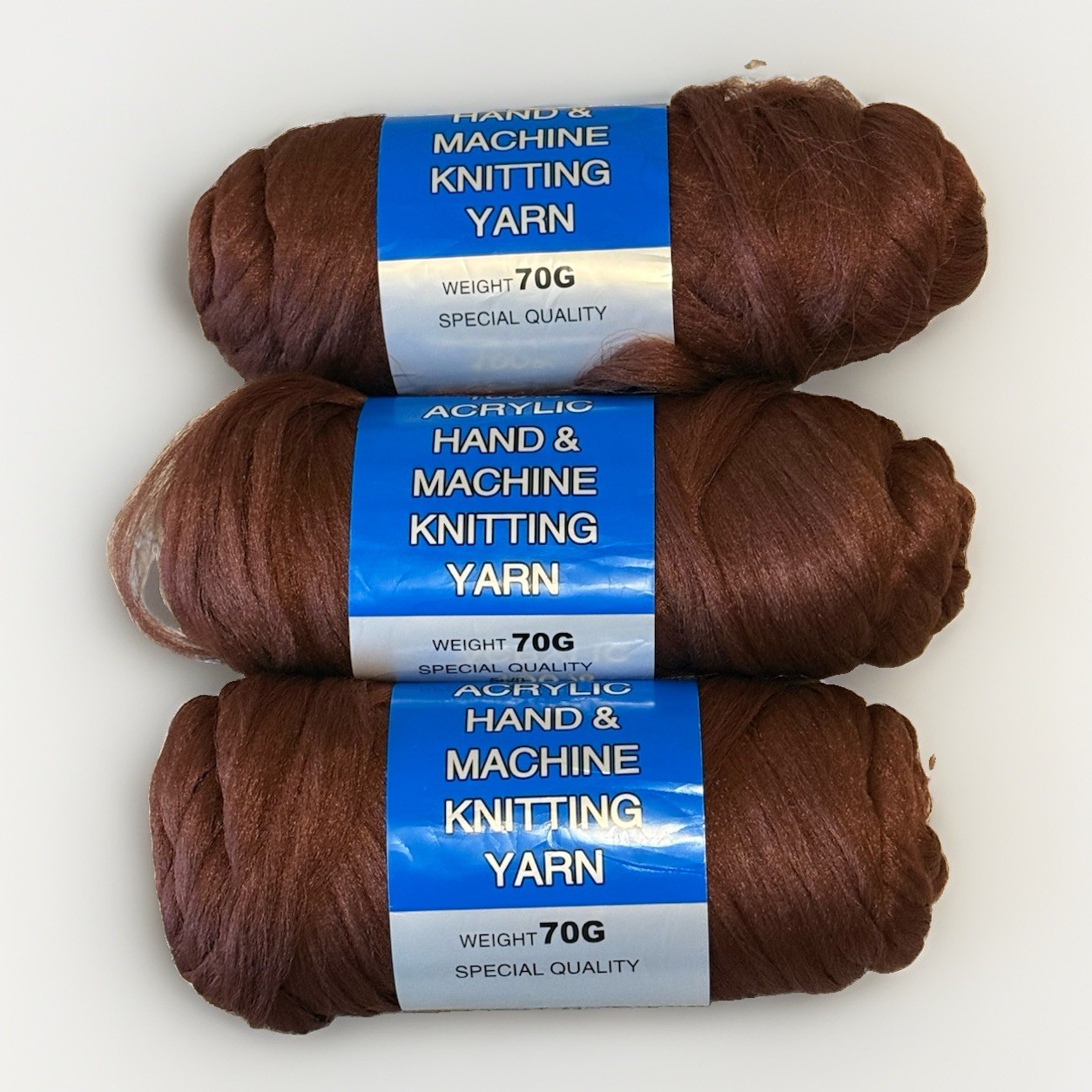 Lot of 3 Brazil Wool Hair (Color: Brown) for Braiding and Weaving 70g Each