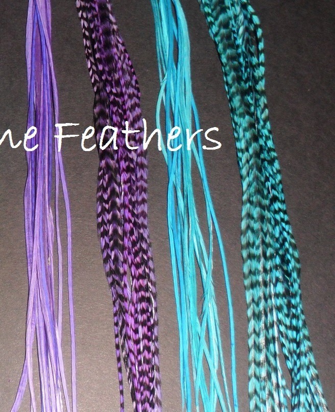 1 Grizzly Feather Extensions XL Hair extensions 8″-12″ YOU CHOOSE from 16 Colors