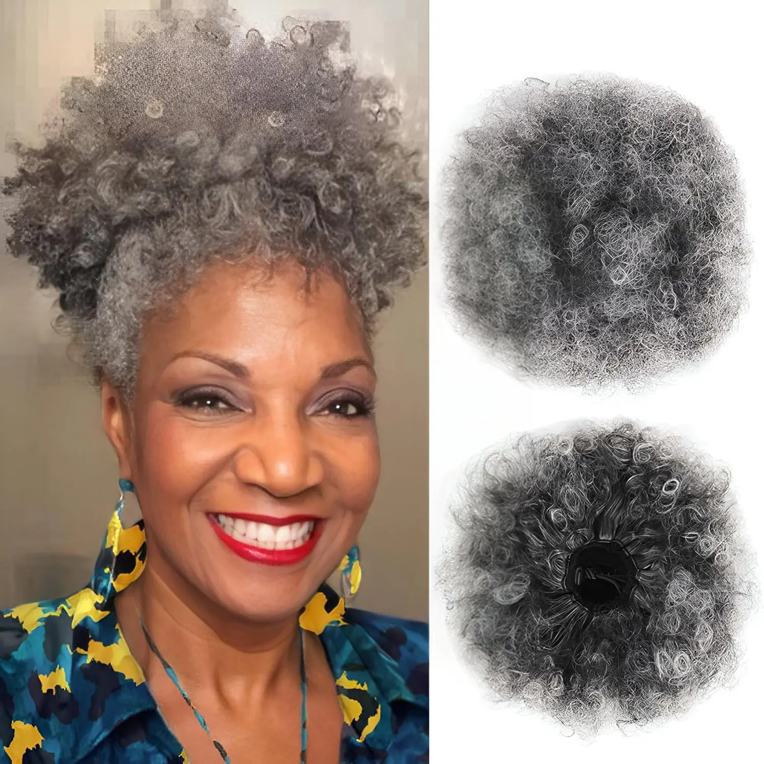 Black Women Synthetic Large Puff Kinky Curly Drawstring Ponytail Hair Extensions
