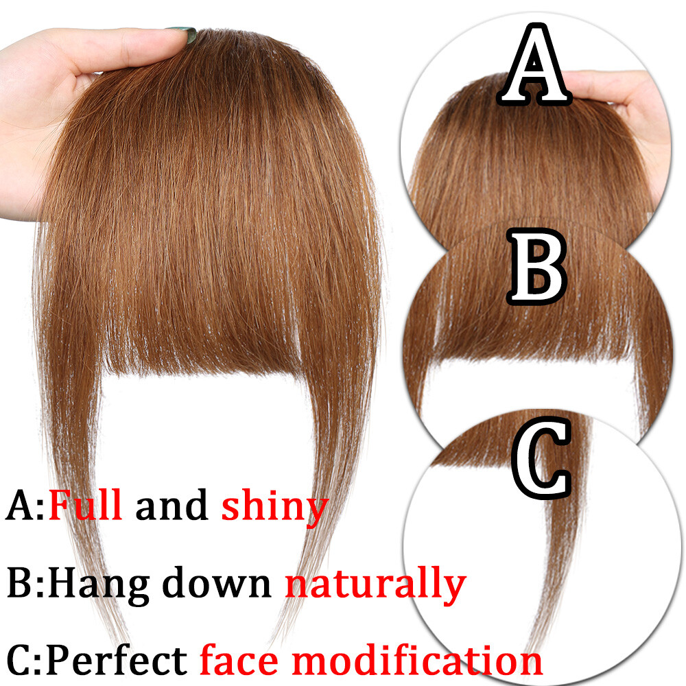 REMY Fringe Bangs Clip In 100% Human Hair Extensions Thin Wispy Front Hairpieces