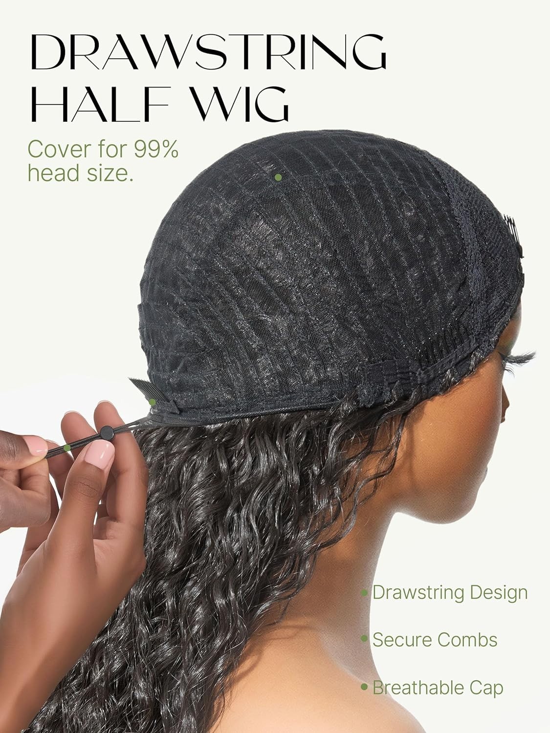 Curly Glueless Half Wig 26 inch Veralux™ Synthetic Fiber & Human Hair Blend