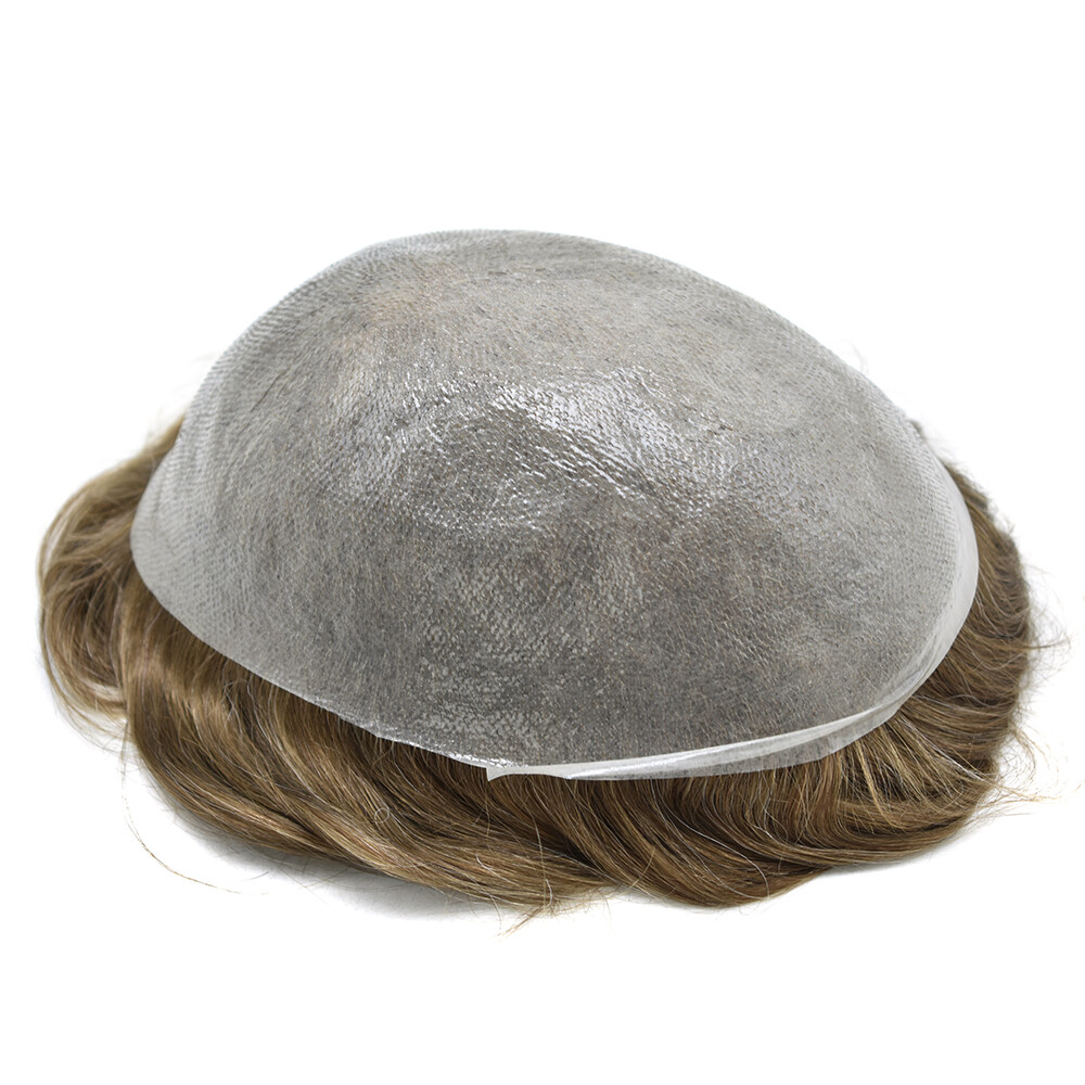 Invisible Ultra Thin Skin Mens Toupee Hair Replacement Poly Hairpiece PU Systems