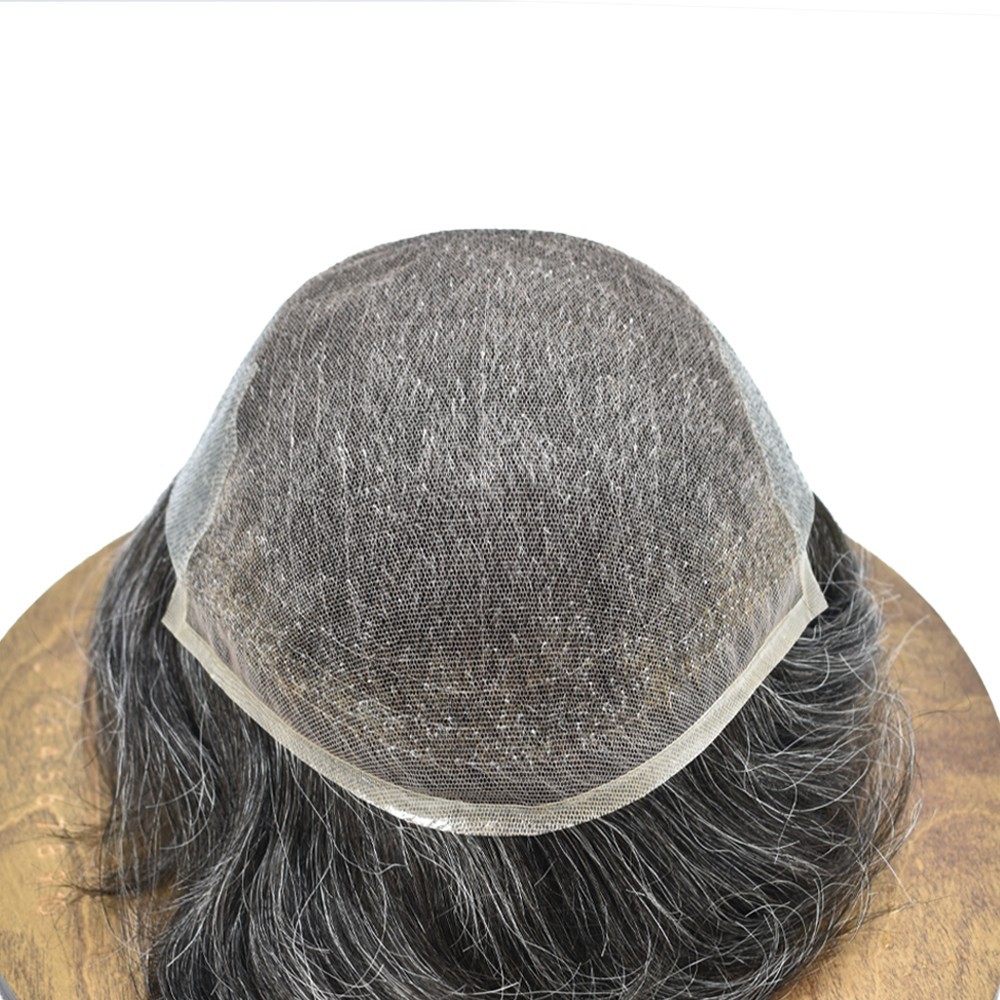 Mens Toupee Hairpiece French Lace Front Hair System Replacement PU Skin Mens Wig
