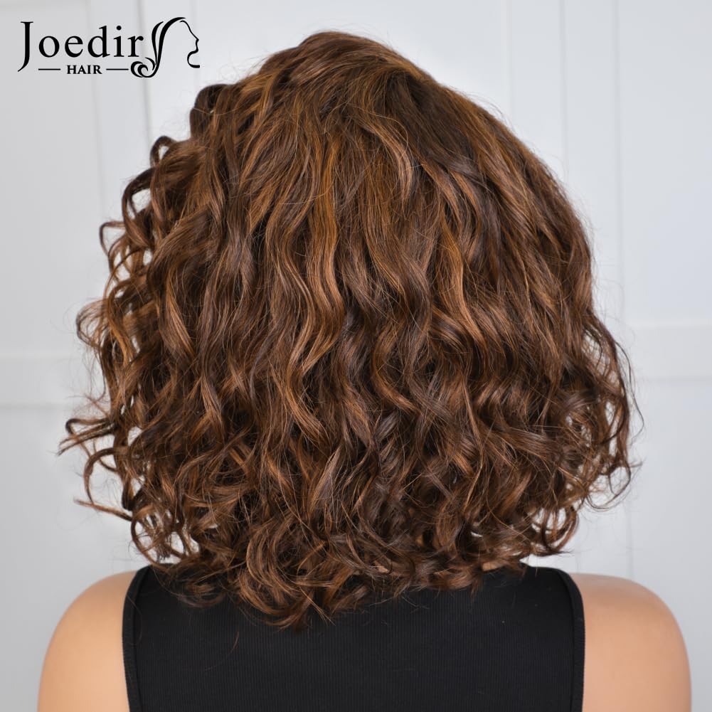 Joedir Hair Side Part Short Curly Human Hair Wig For Black Women C Parted Hd