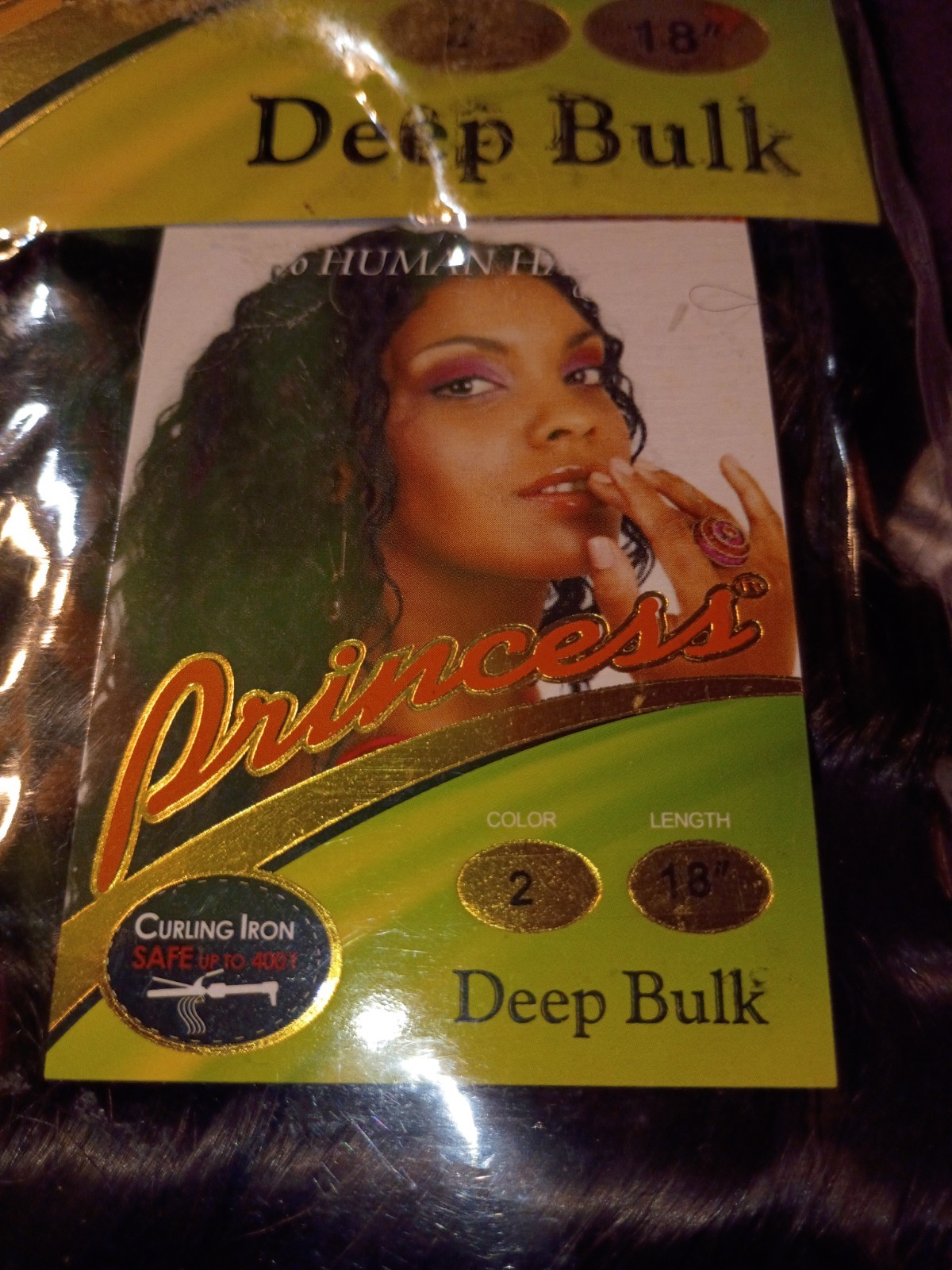 Princess Tangle Free 100% Human Hair 18″ Extensions Deep Bulk Color 2 NWT