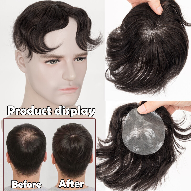 Thin Skin PU Toupee Human Hair Patch Full PU Skin Base Cover-Up Topper Pieces US