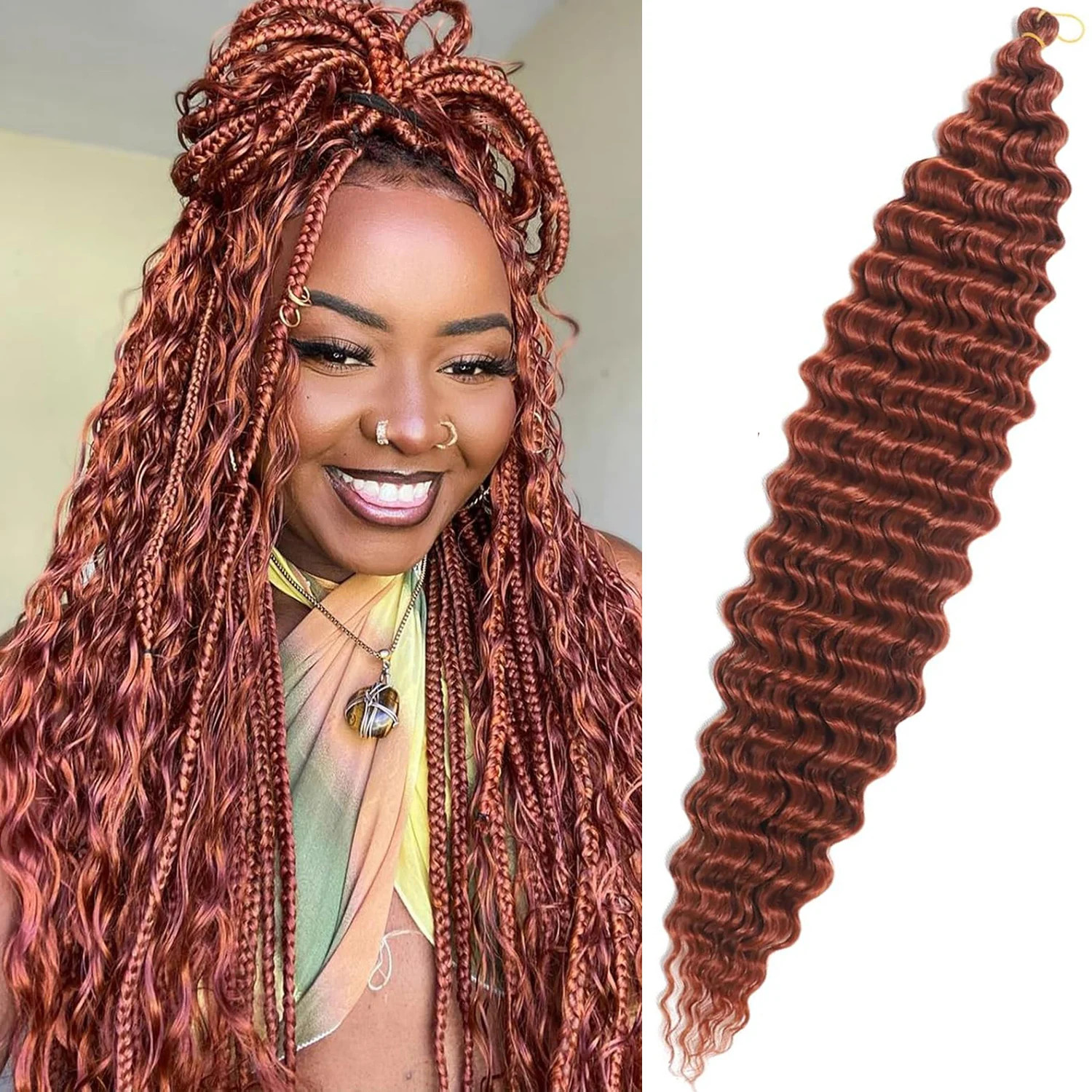 Deep Wave Hair Bundles Synthetic Long Curly Ocean Wave Crochet Braiding Hair