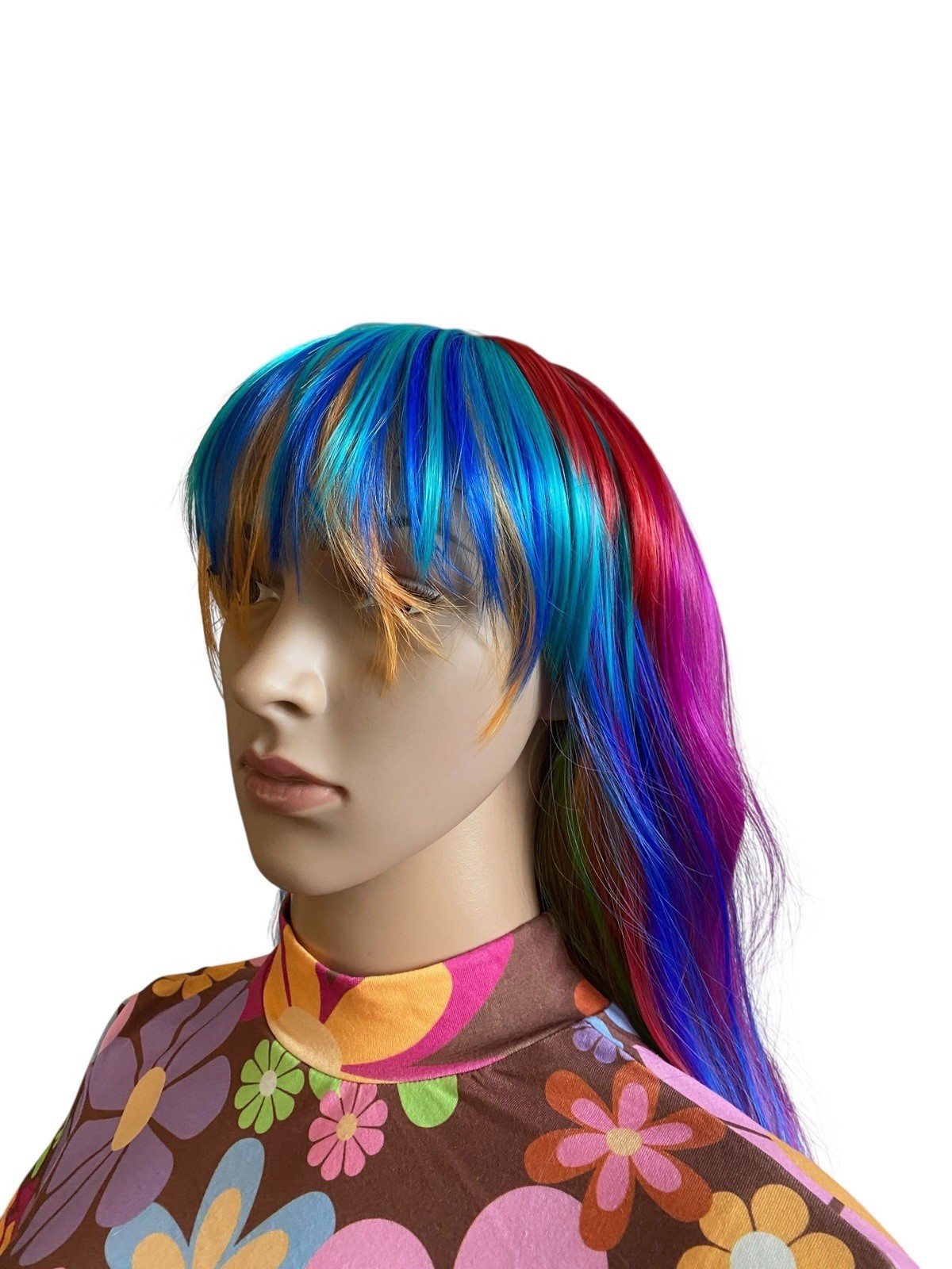 Long Layered Hair Ombré Lace Wig Fuschia Pink/Green/Violet Purple/Blue