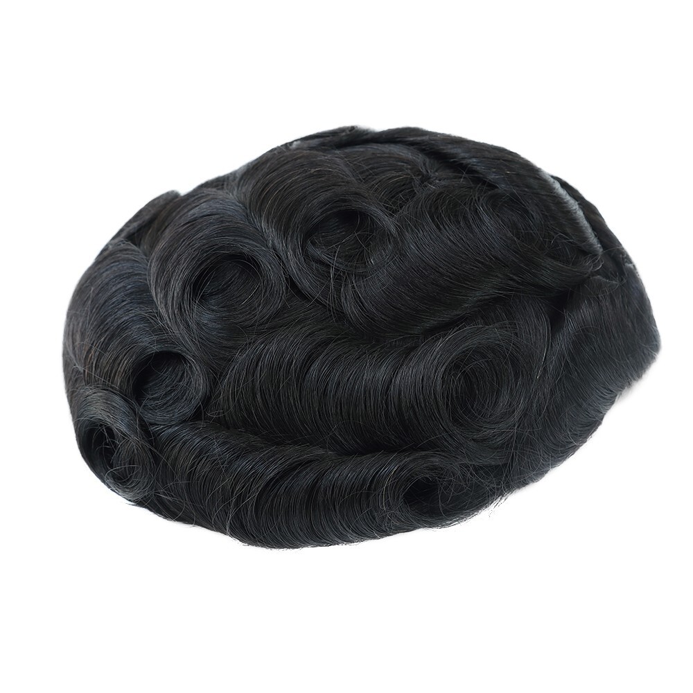 Mens Human Hair Replacement System Fine Mono Poly Skin Toupee
