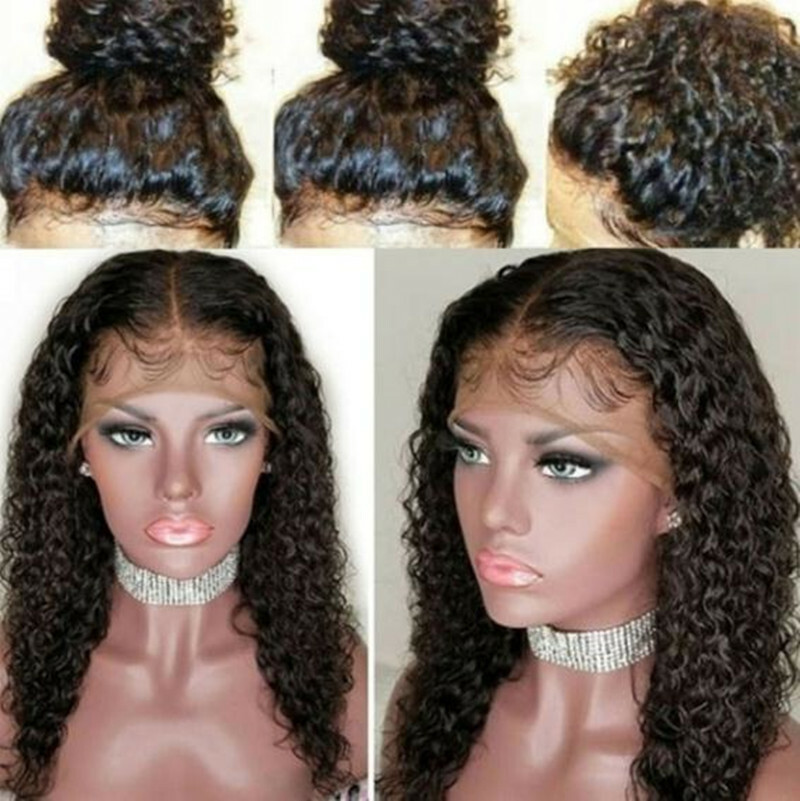 100% Human Hair Wigs Full Lace Deep Wave Wig Brazilian Black Wig Glueless Soft