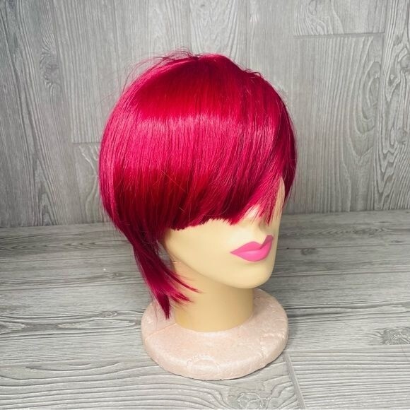 Short red asymmetrical wig hair accessory Halloween Lolita cosplay wig
