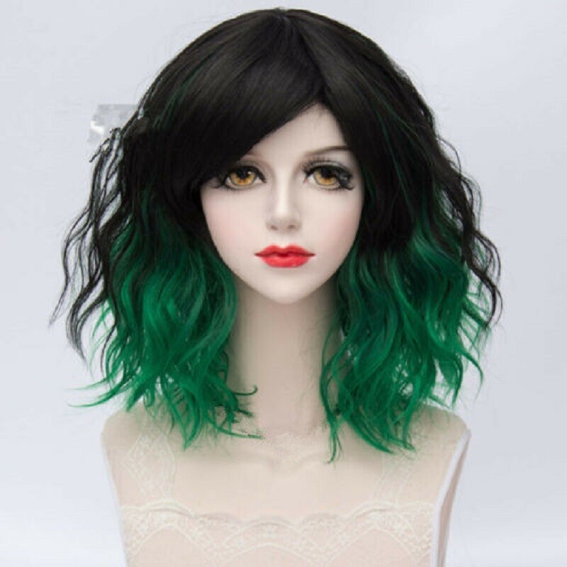 Synthetic Halloween 35cm Short Ombre Fancy Curly Cosplay Stylish Party Wig