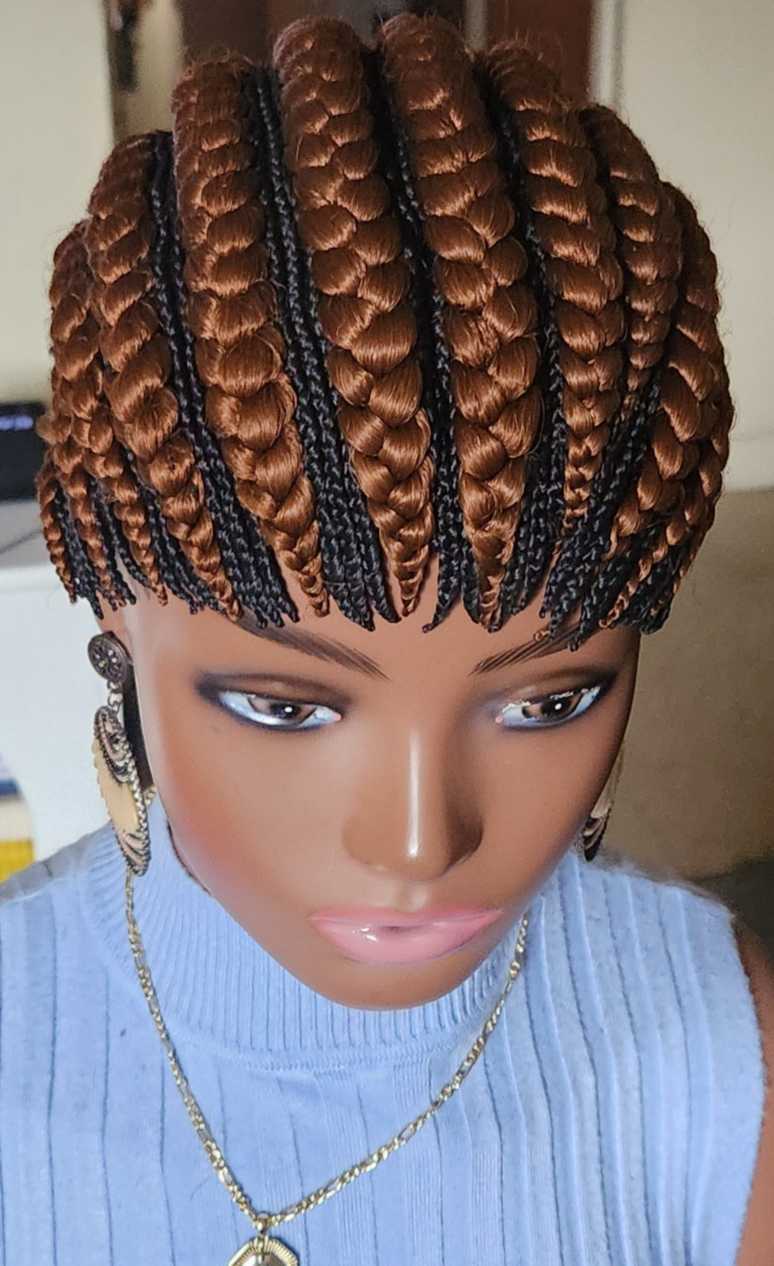 handmade braided cornrows wig pony Elephant Dark brown/1B