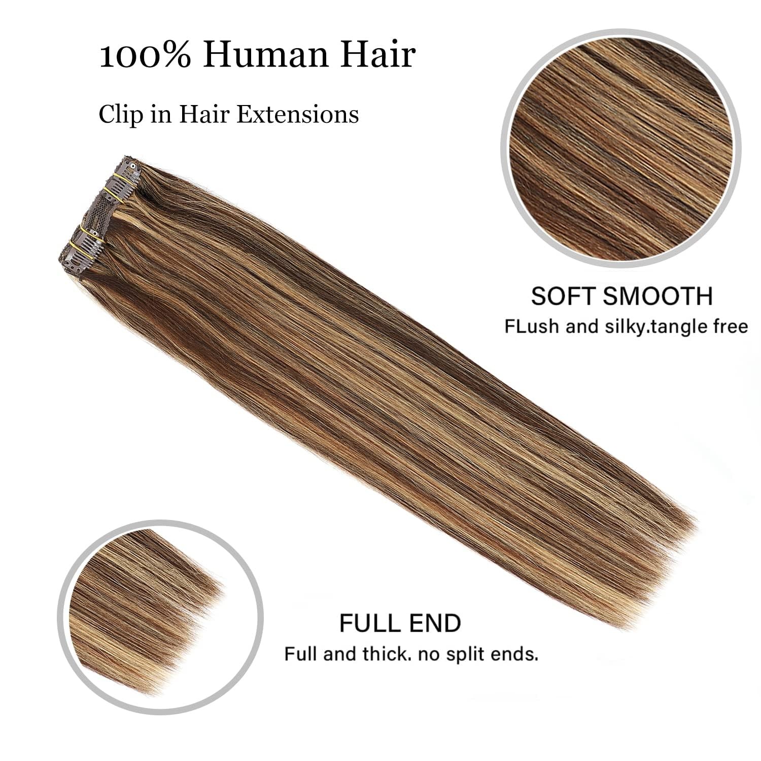 Clip in Hair Extensions Real Human Hair, 120g/set 7pcs, Thick Remy Human Hair…