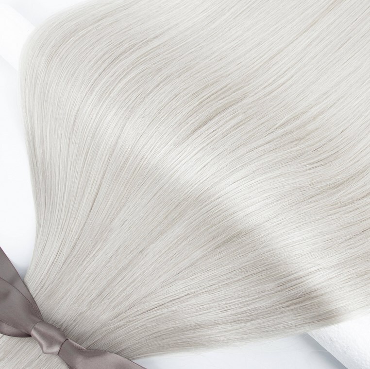 Invisible Tape in 100% Remy Human Hair Extensions Fusion Hair SLIVER Grey 50g