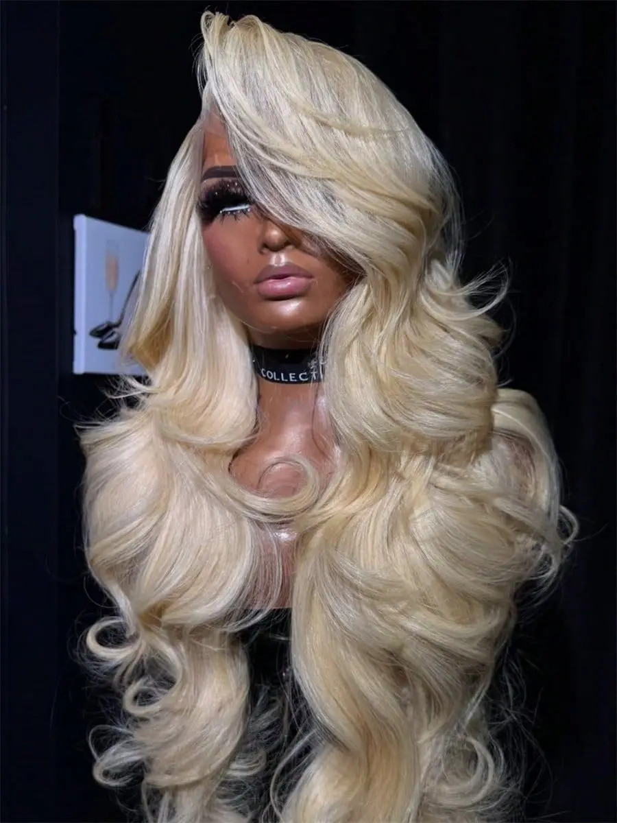 34 Inch 613 13×6 Lace Front Wig Human Hair Body Wave Blonde Lace Frontal Wigs
