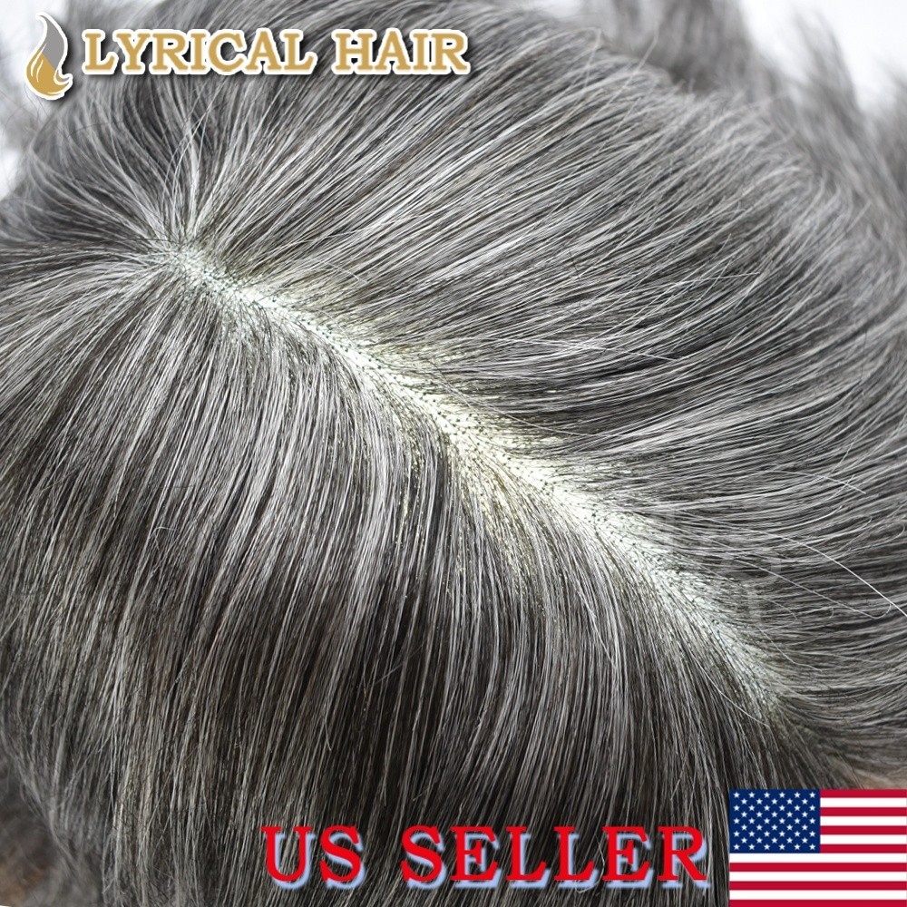 LyricalHair Men’s Toupee French Lace Front PU Skin Human Hair Replacement System