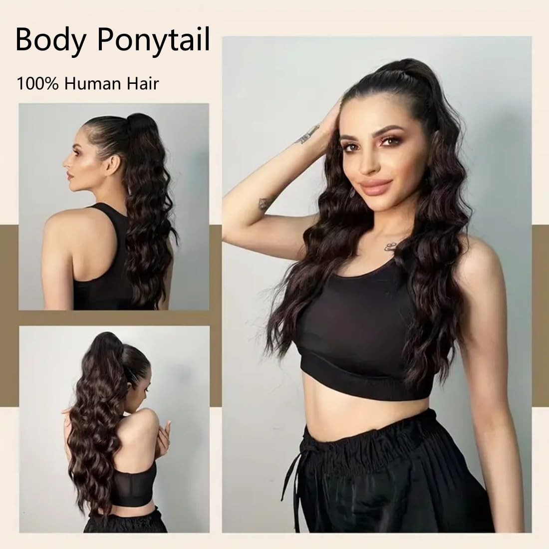 Body Wave Drawstring Ponytail 80g Remy Human Hair 10 Inch Natural Black – Easy