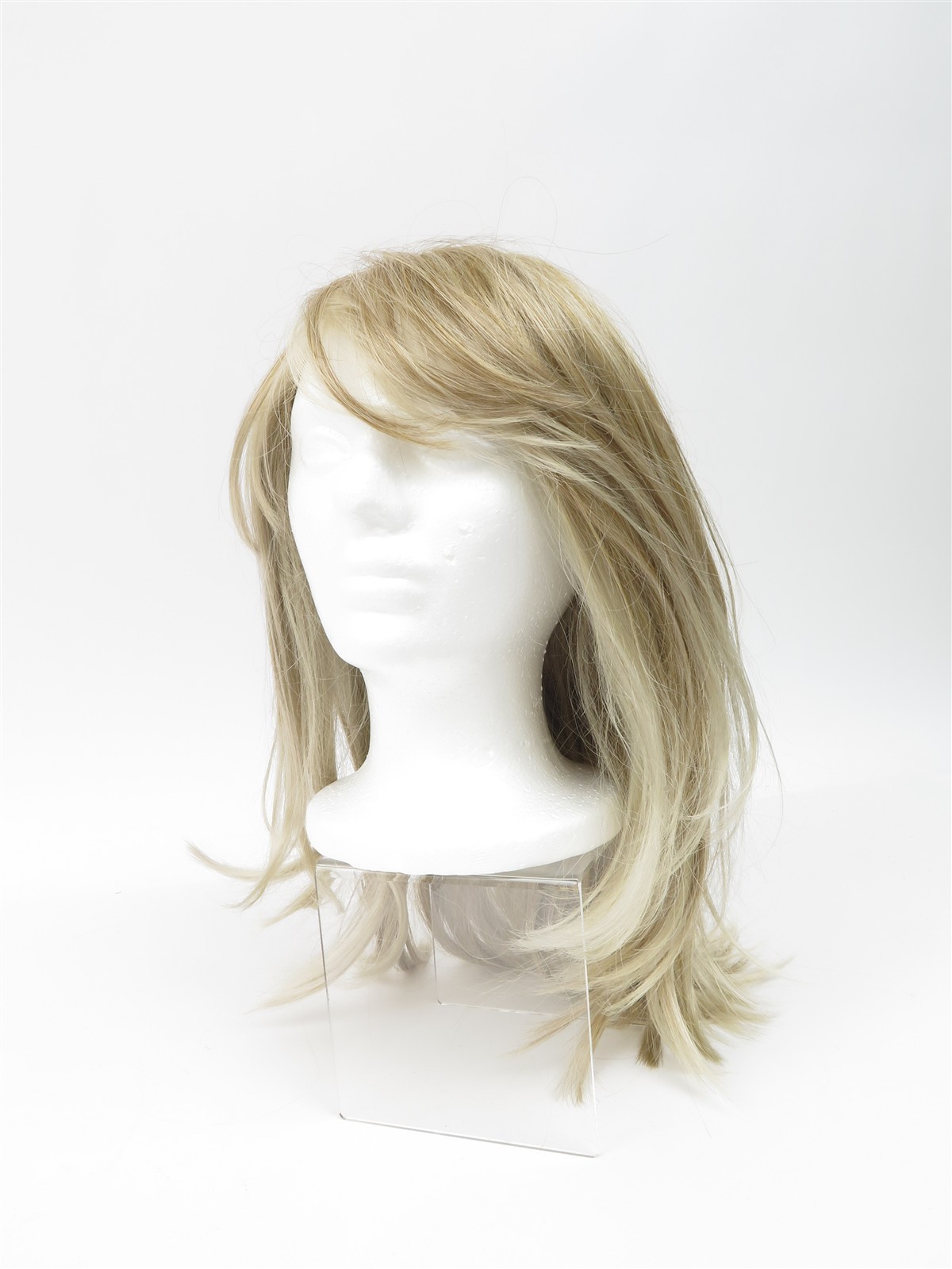 Synthetic Fiber High Quality Light Ash Gold Blond Wig Straight Medium Long Hair