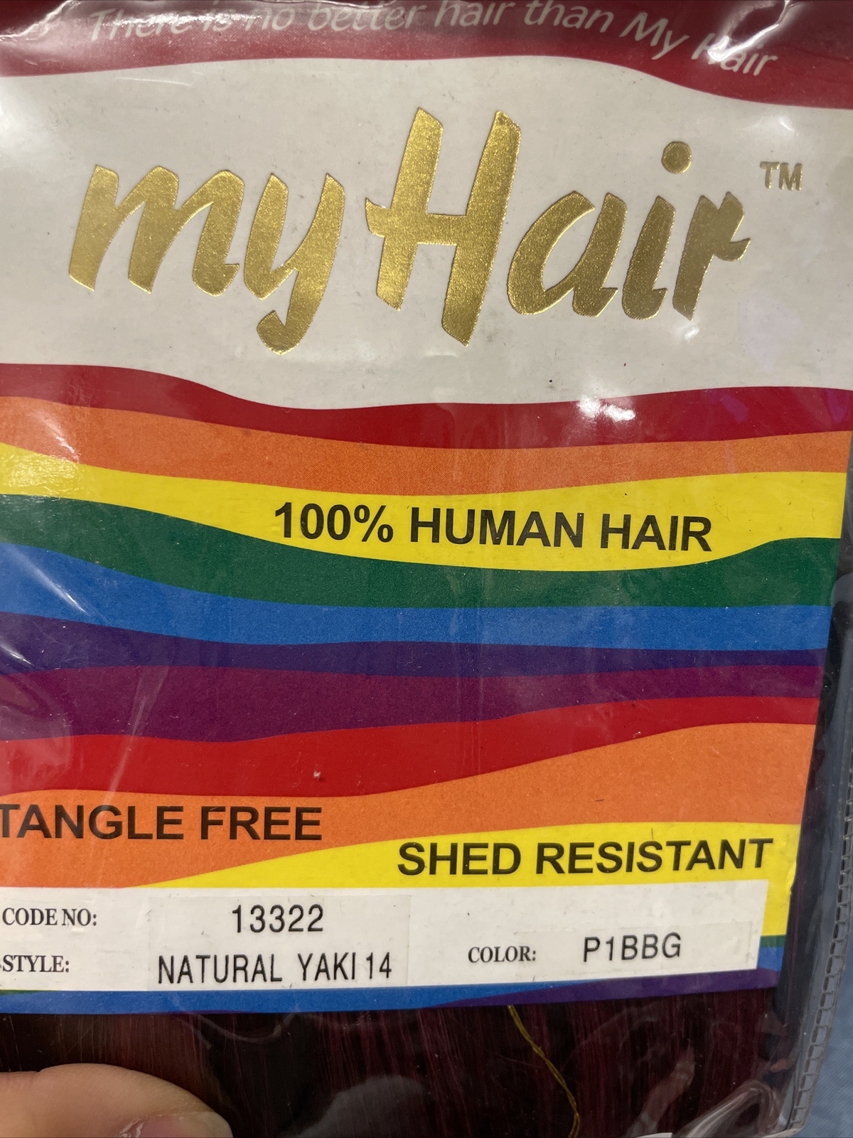 MY HAIR #P1B/BG 100% Human Hair Weaving extension 14″ NWT Off black/Burgundy