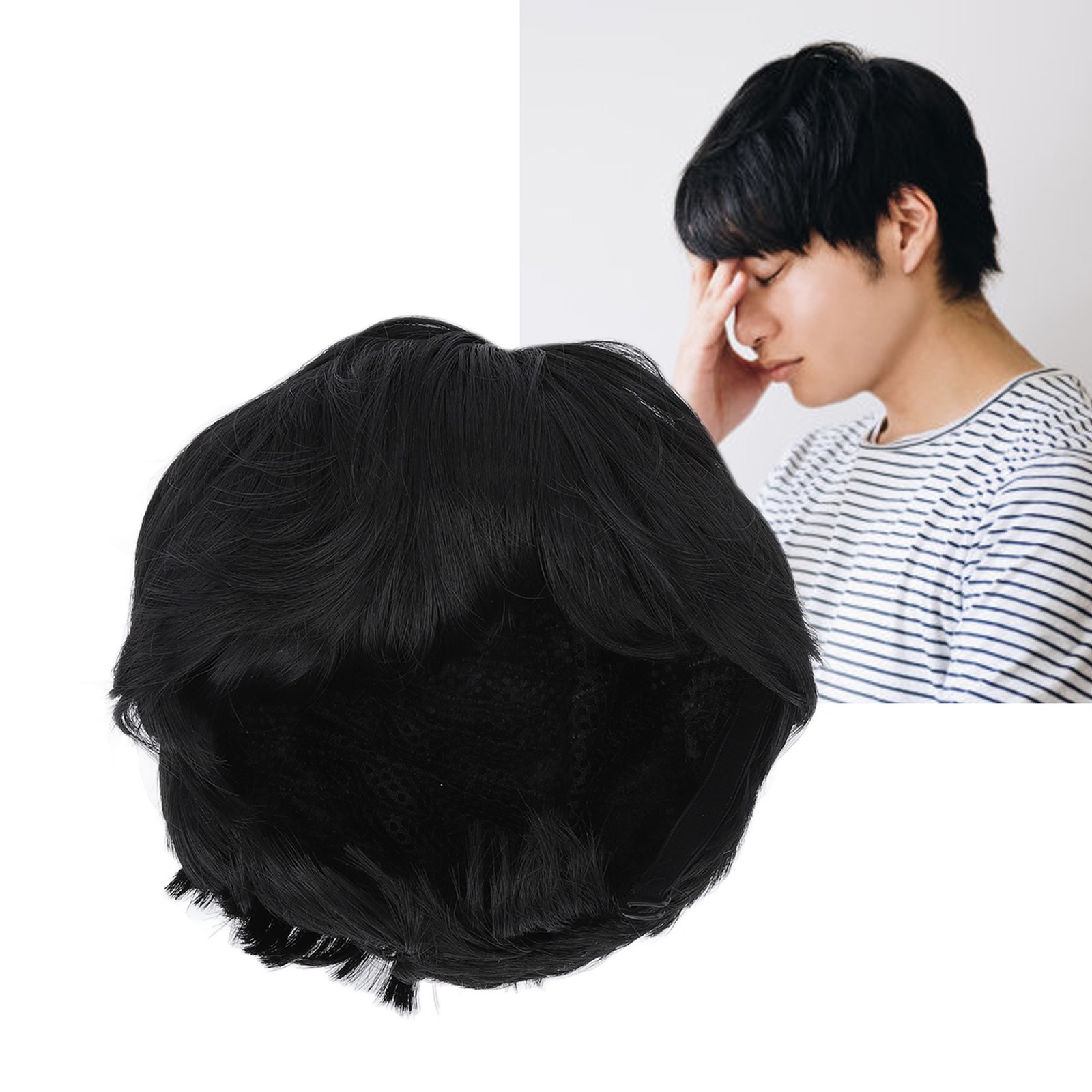 Men’s Short Wig Fluffy Natural Fashionable Comfortable Wear False Hair Wig For