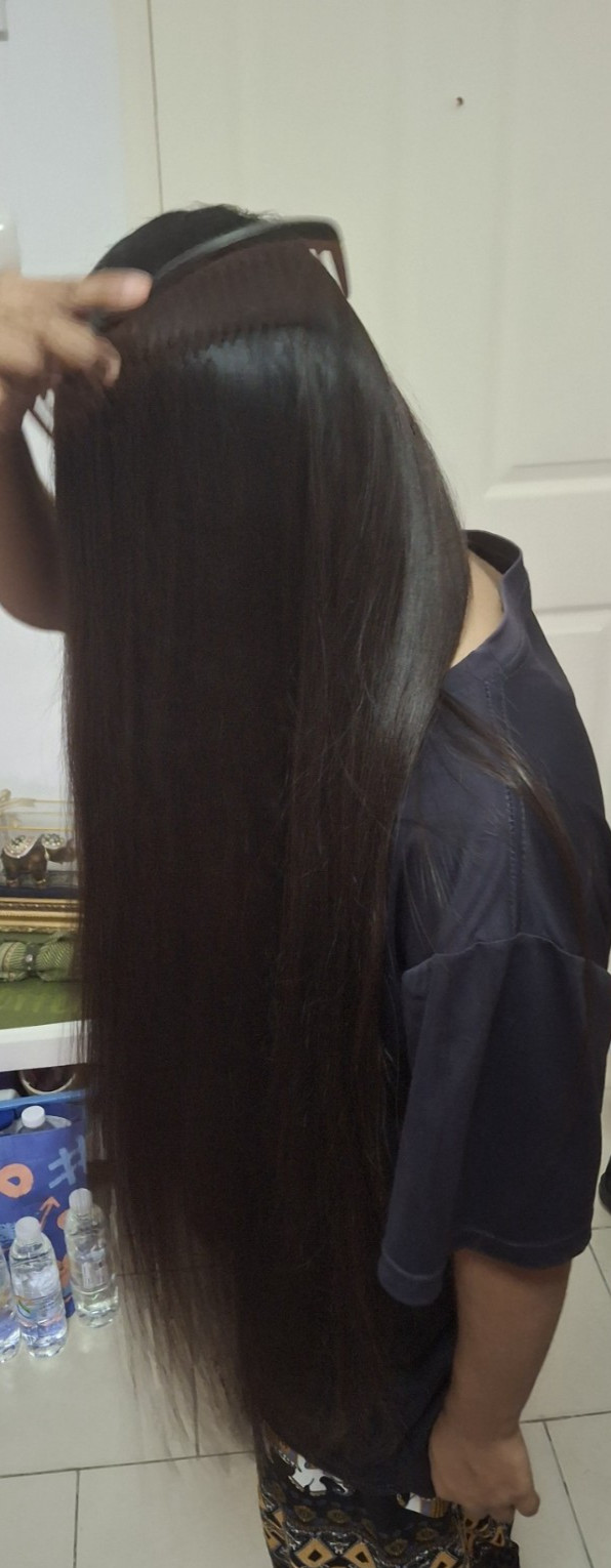Ponytail from Myanmar girl : 24 inches and 4.16 oz silky hair with video