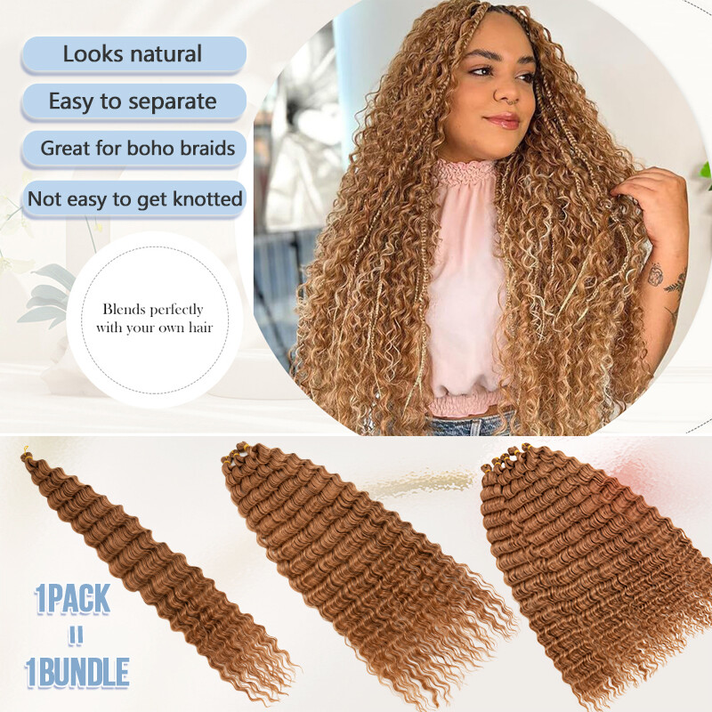 Boho Ocean Crochet Curly Braid Extensions Party Long-lasting Deep Wave Braided