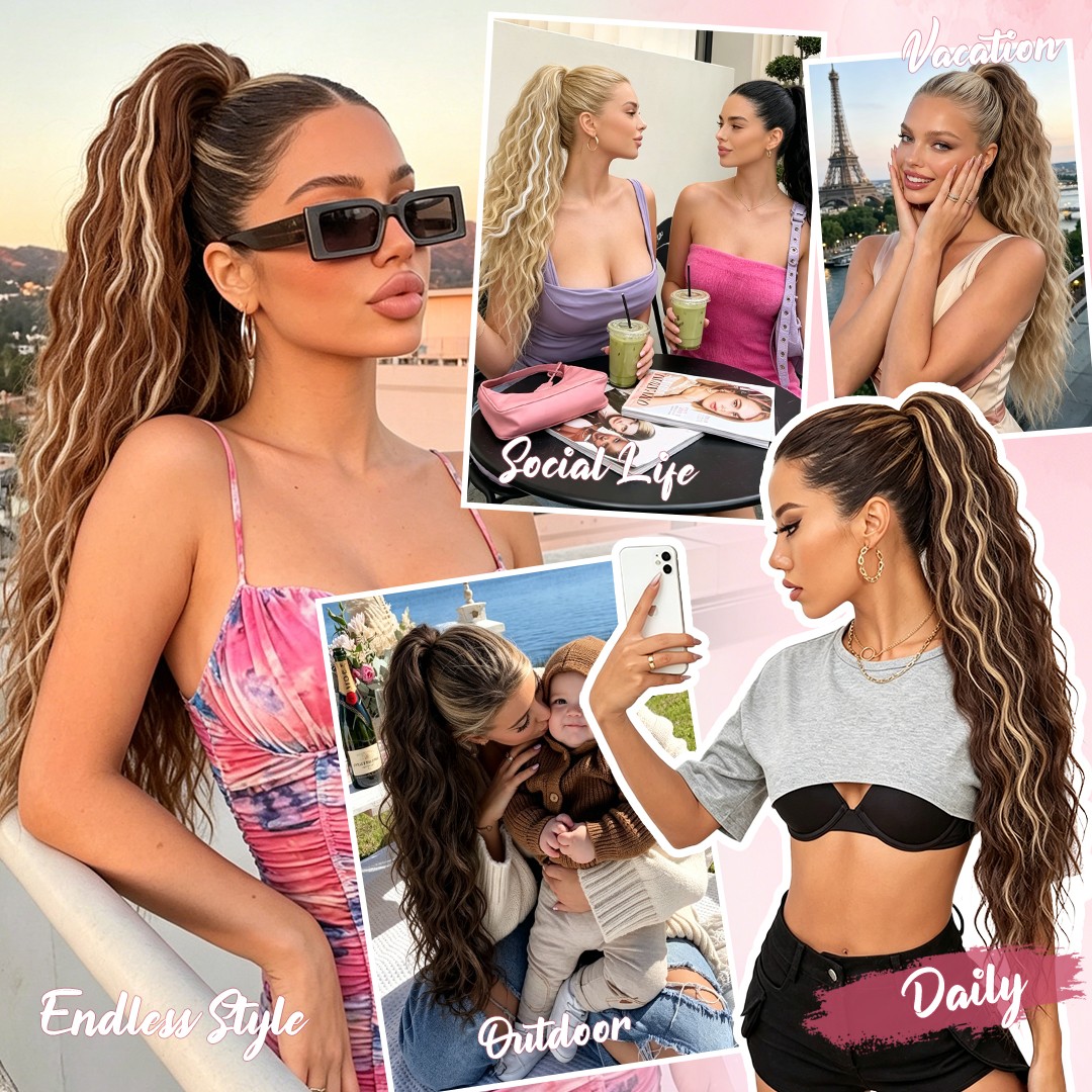 Mega Long & Thick 30″ Fluffy Messy Loose Wave Claw Clip Ponytail Hair Extensions