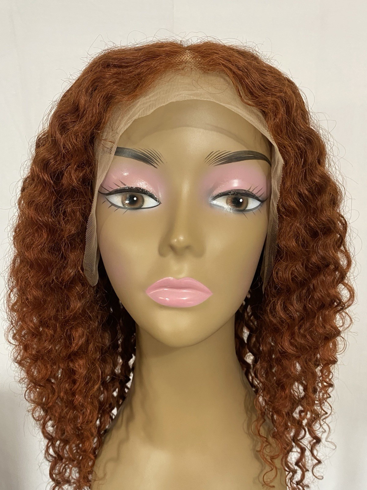 Glueless Reddish Brown Curly 13×4 HD Lace Front Human Hair Wig 20″ Deep Wave
