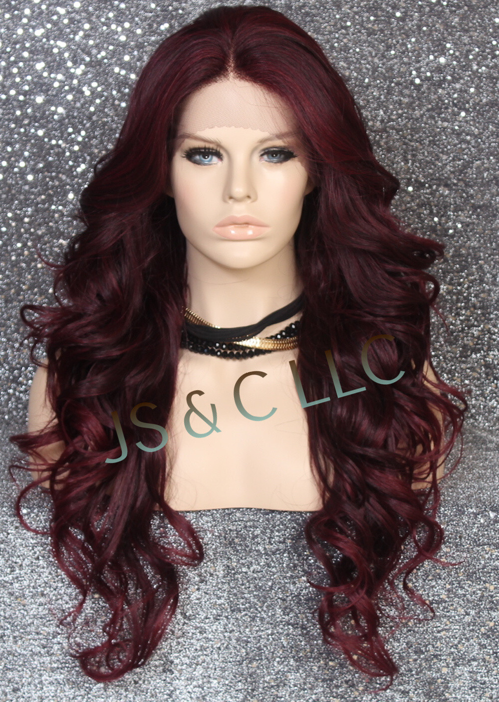 Human Hair Blend Full Lace Front Wig Curly Blonde mix RSA 1B/Burgundy