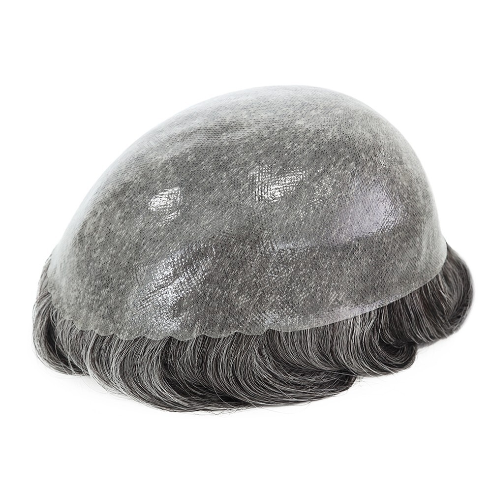 Mens Toupee Human Hair Replecement System Natural Hair Medium 130% Hairpieces PU