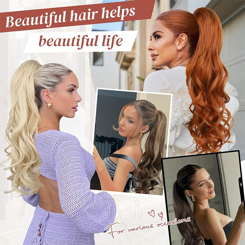 Claw Clip in Ponytail Extensions Wavy Long Hair Piece Pony Tail Real As Human US
