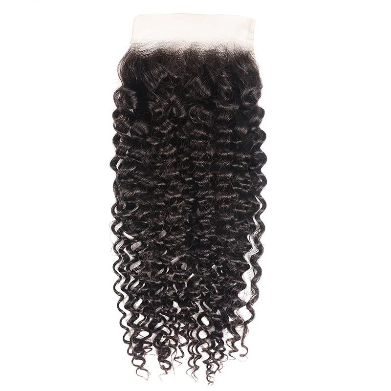 5×5 Silk Base Human Hair Lace Closure Kinky Curly Silk Top Closure Free Part 20″