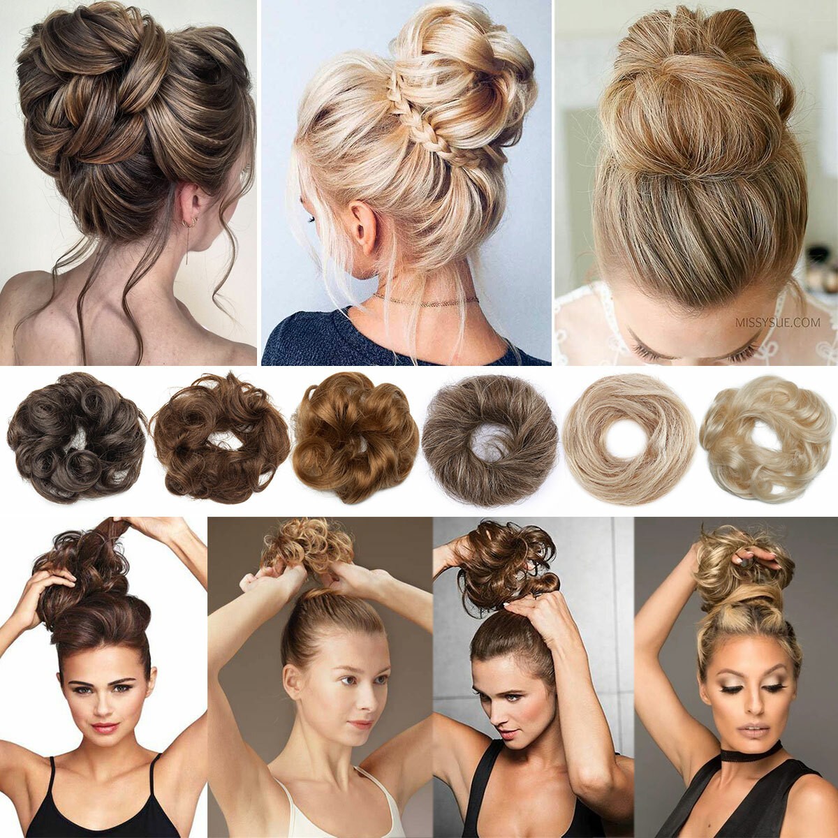 USA Messy Bun Remy Real Human Hair Piece Wrap on Scrunchie Updo Hair Extensions