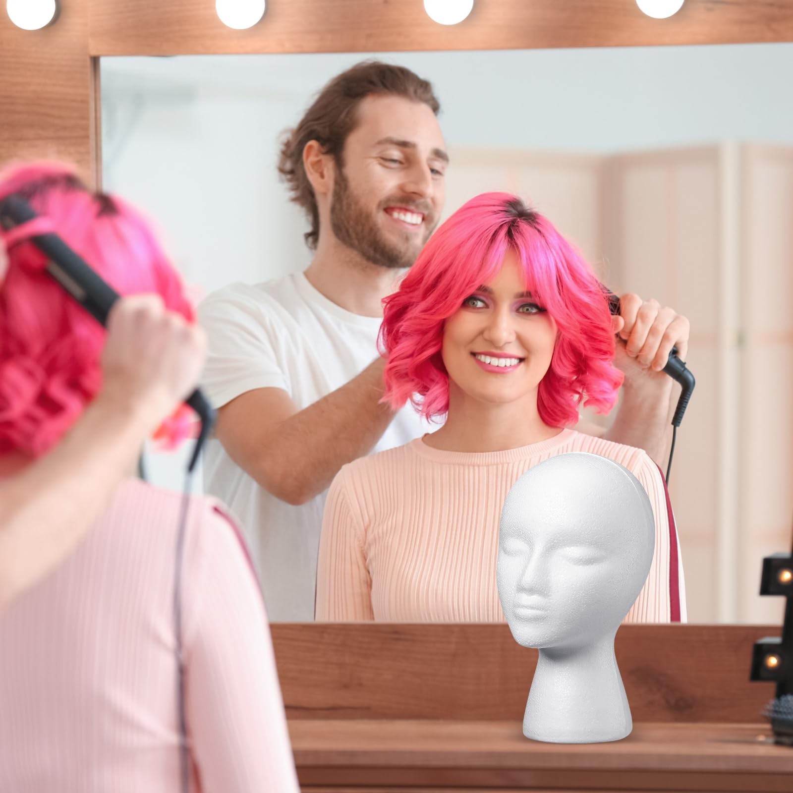 Gisafai 6 Pcs Foam Wig Head 50 Pcs T Pins Female Foam Mannequin Wig Stand And