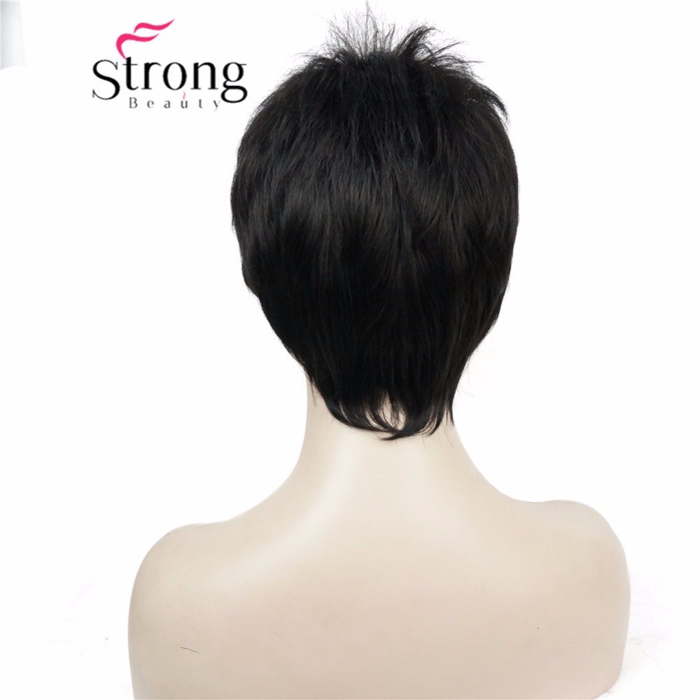 Super Short Layered and Spikey Blonde Black Shaggy Synthetic Wig Women Wigs