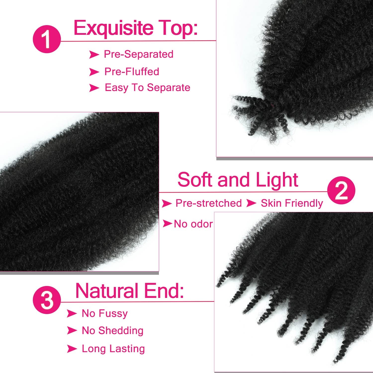 Afro Twist Hair 24 Inch 3 Packs, Springy Afro Twist Hair Pre Fluffed Spring Twis