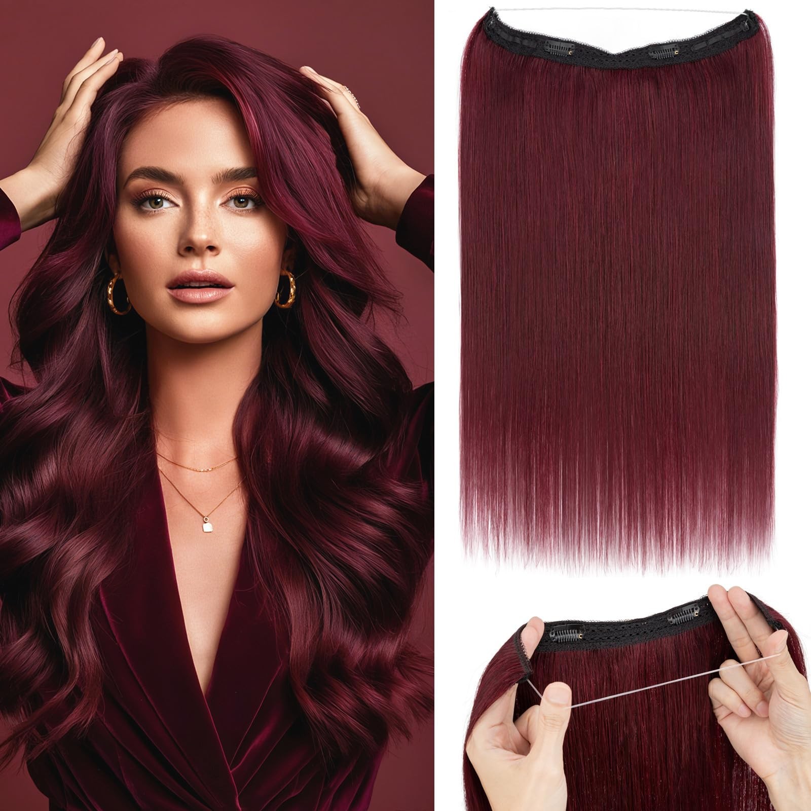Rich Choices Halo Hair Extensions Real Human Hair Remy Hairs Halo Extension For