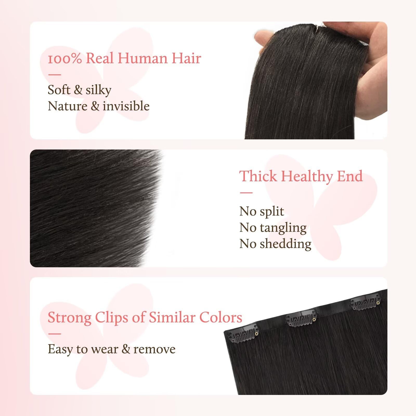 Doores Clip In Hair Extensions Set 18 Inch 130G 4Pcs Invisi Edge Clip Ins And
