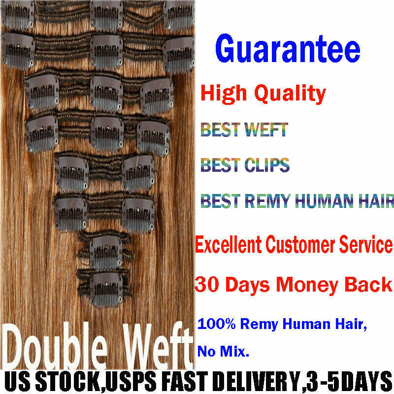 Long Straight Weave Clip In Remy Human Hair Extensions Full Head Thick 180g L85