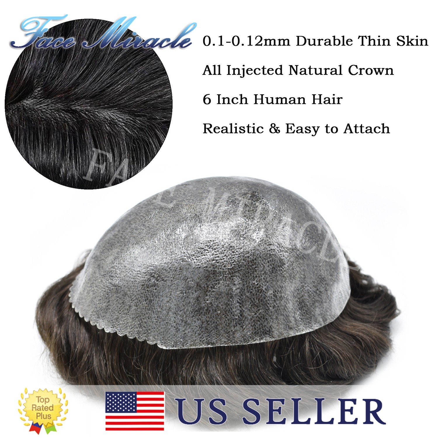 Mens Toupee Hairpiece Thin Skin Toupee for Men Human Hair System Wigs PU Inject